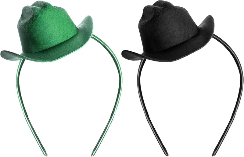 phnydreg 2Pcs Cowboy Mini Hat Headbands Cowgirl Mini Hat Headbands Accessories for Women Girls Birthday Western Cowboy Party - Image 1